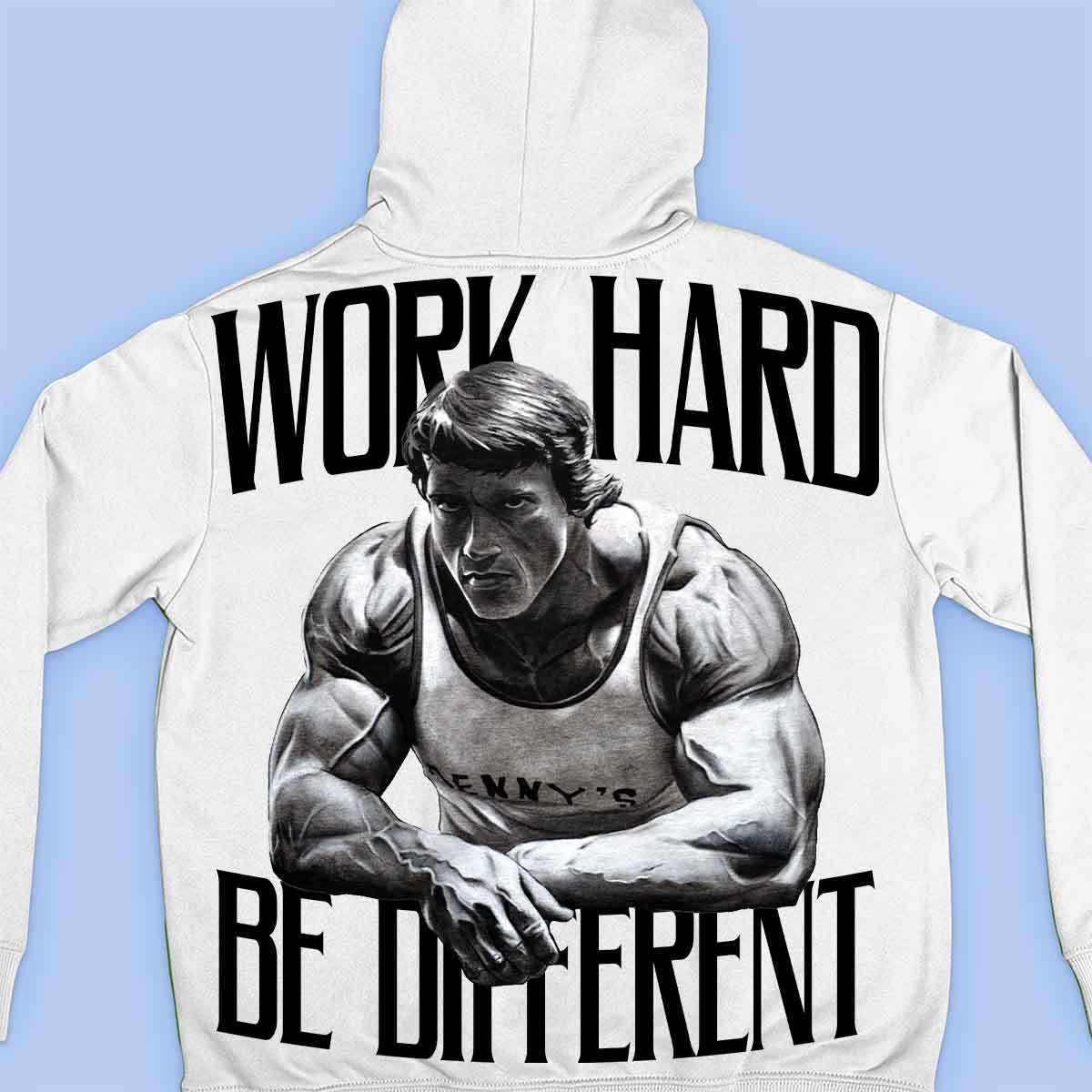 Work Hard - Premium-huppari unisex-taustaprintti
