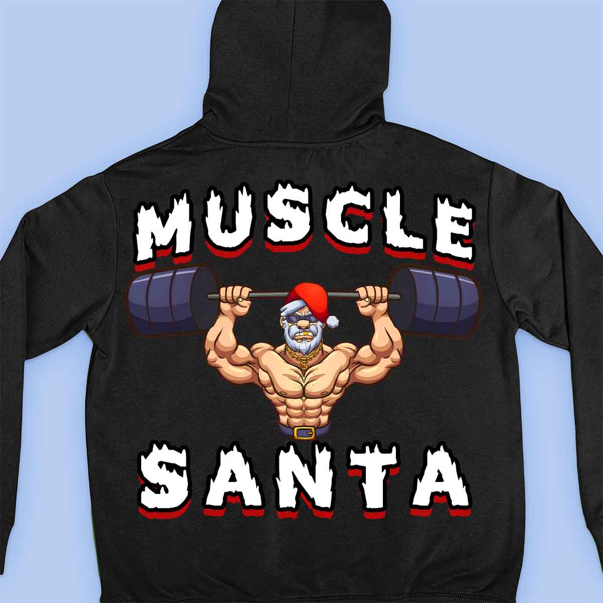 Muscle Santa - Premium huppari Unisex taustaprintti