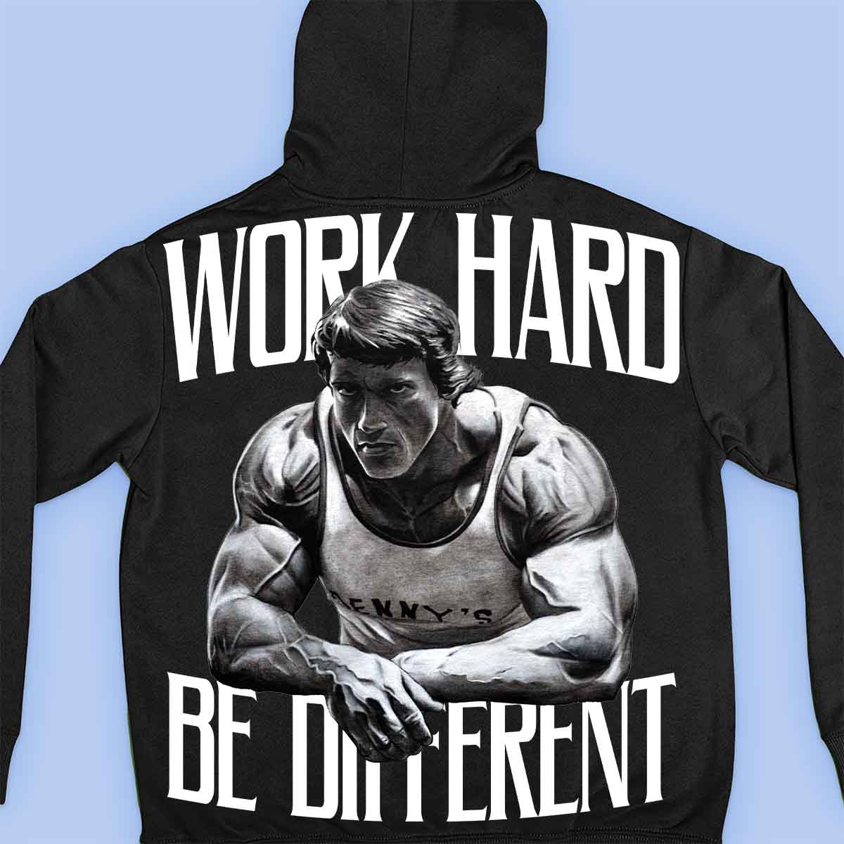 Work Hard - Premium-huppari unisex-taustaprintti