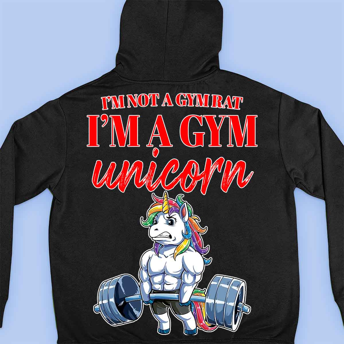 Gym Unicorn - Premium-huppari Unisex-taustaprintti