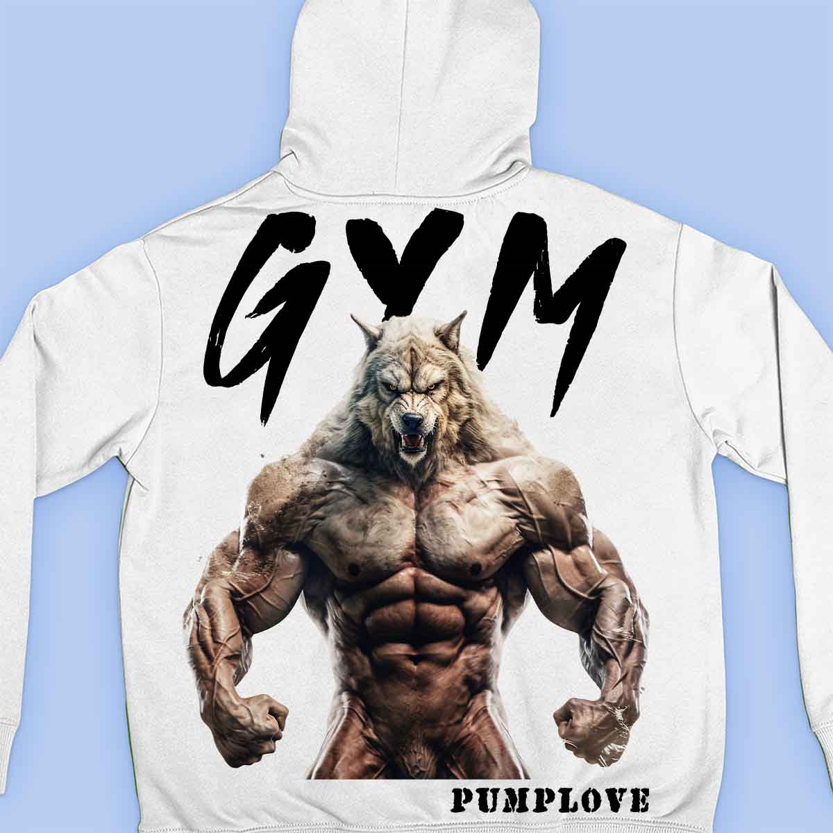 Gym Wolf - Premium-huppari Unisex Taustaprintti