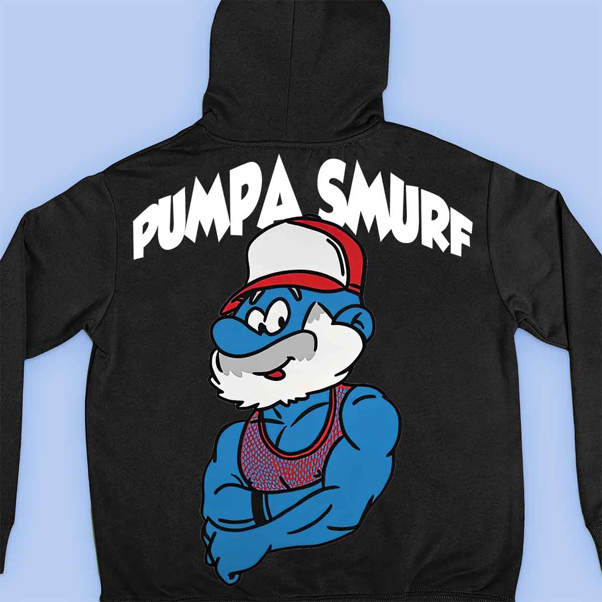 Pumpa Smurf - Premium huppari Unisex Taustaprintti