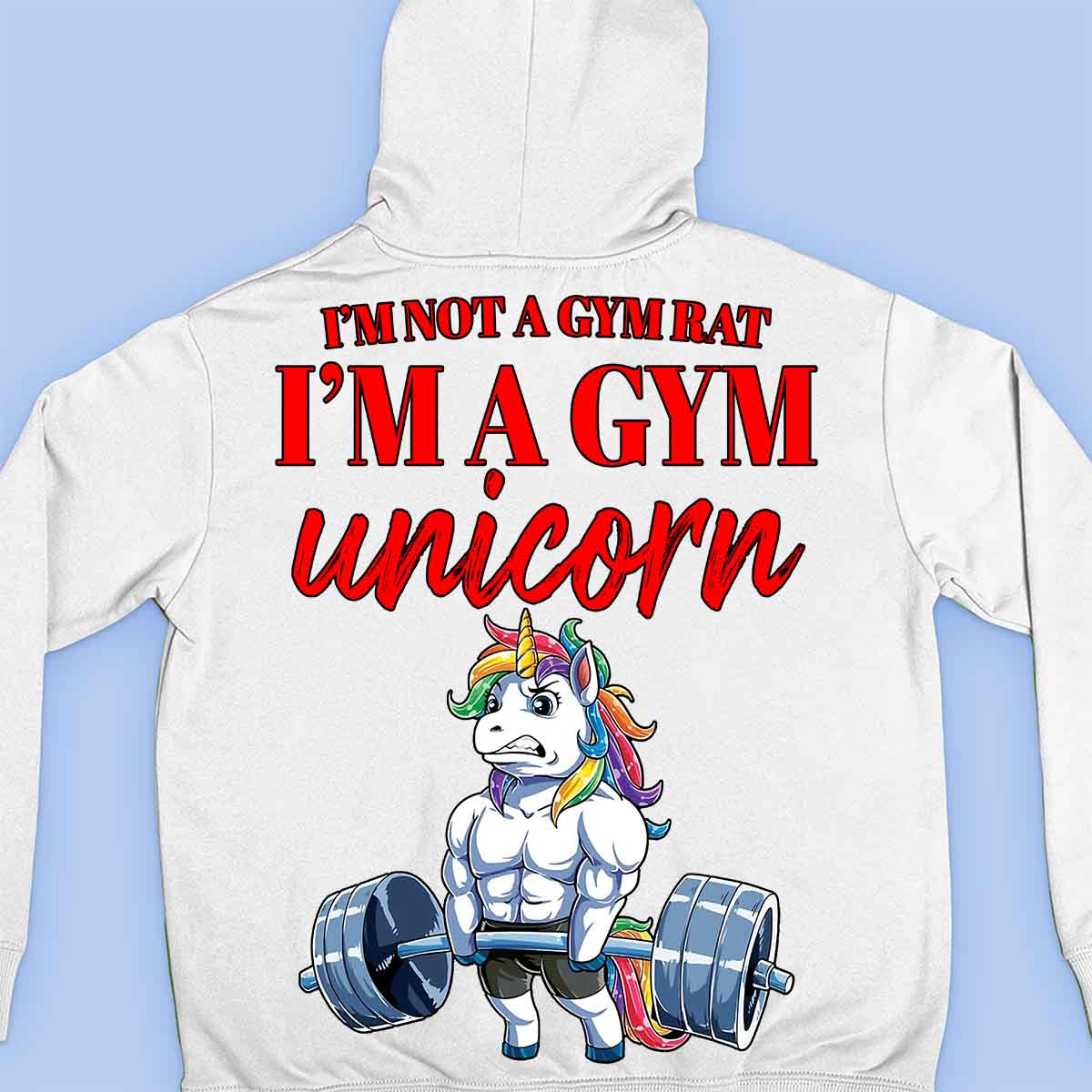 Gym Unicorn - Premium-huppari Unisex-taustaprintti