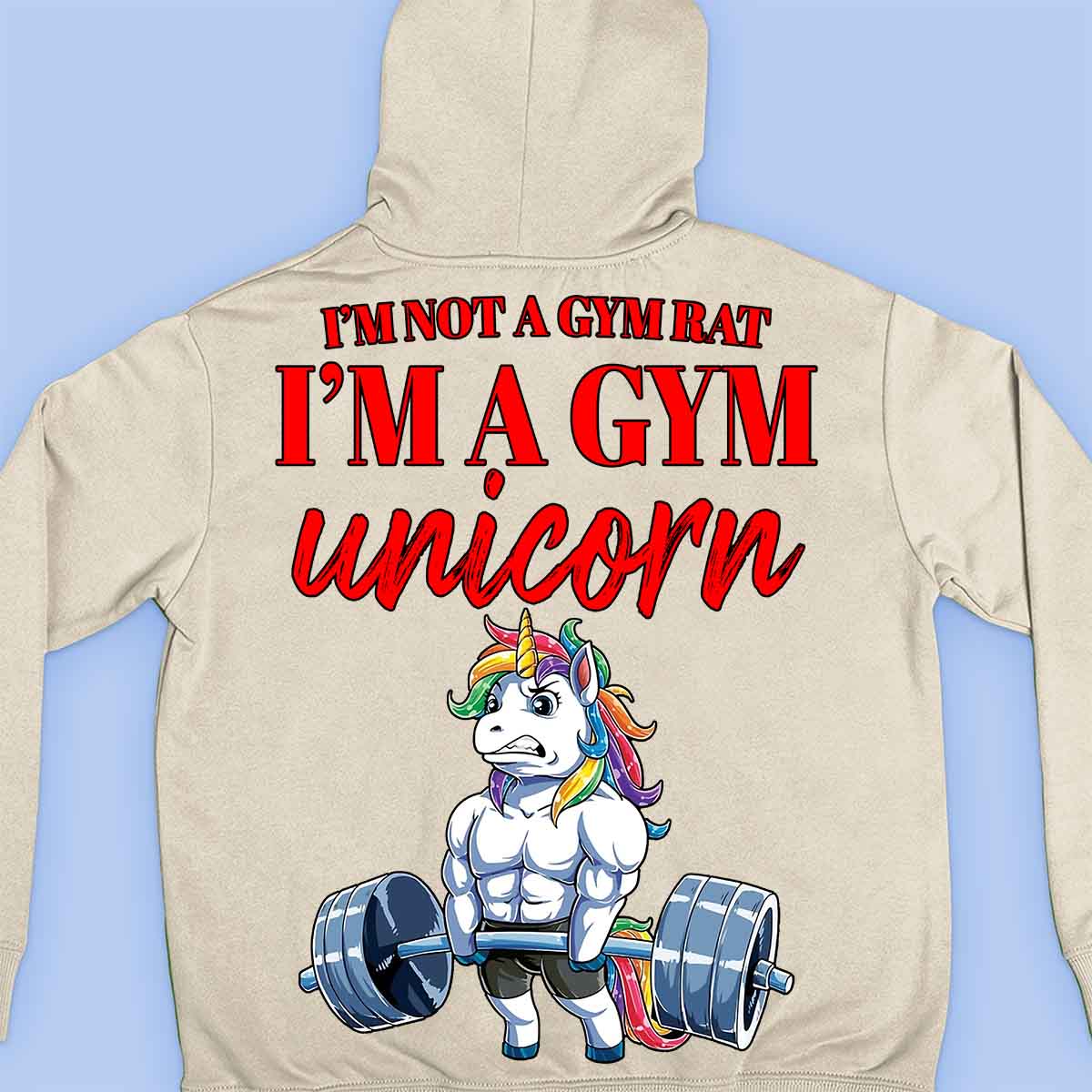 Gym Unicorn - Premium-huppari Unisex-taustaprintti