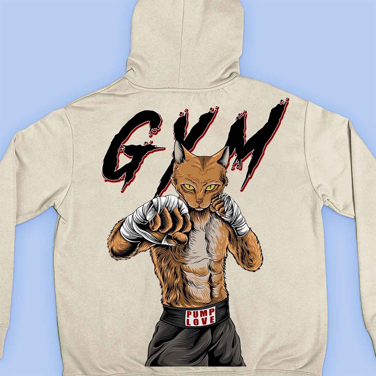 Gym Cat - Premium huppari Unisex Taustaprintti