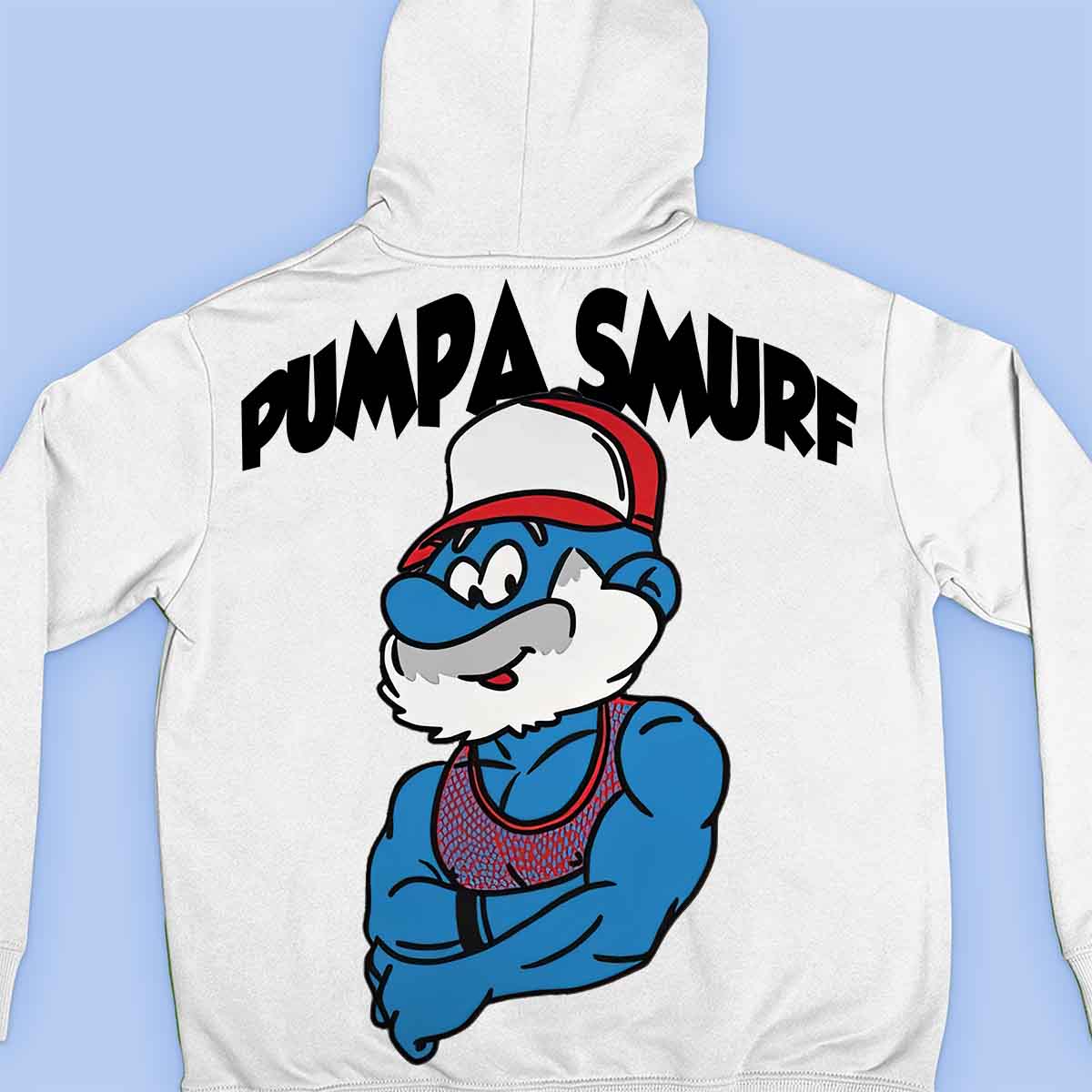 Pumpa Smurf - Premium huppari Unisex Taustaprintti