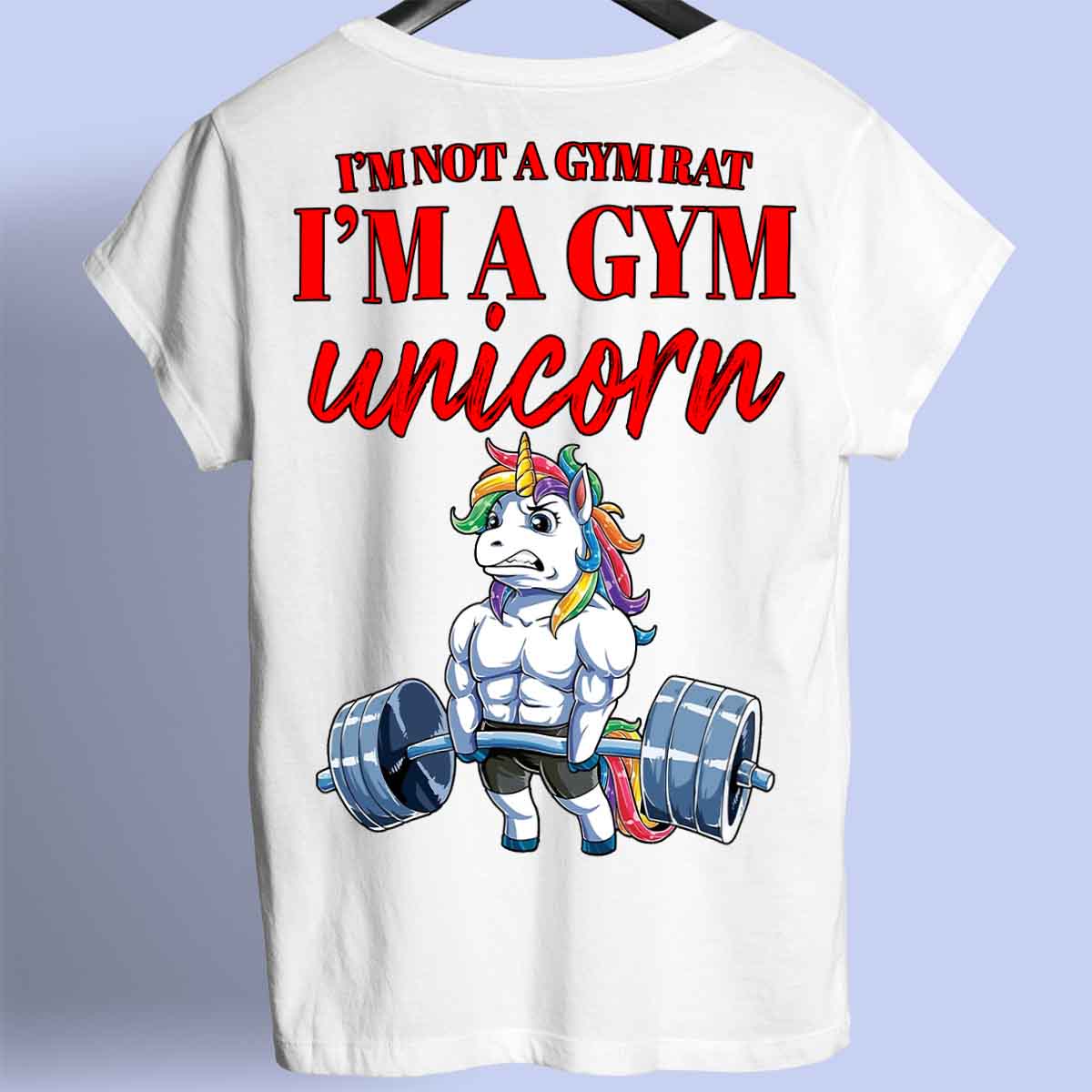 Gym Unicorn - Premium paita Unisex taustaprintti