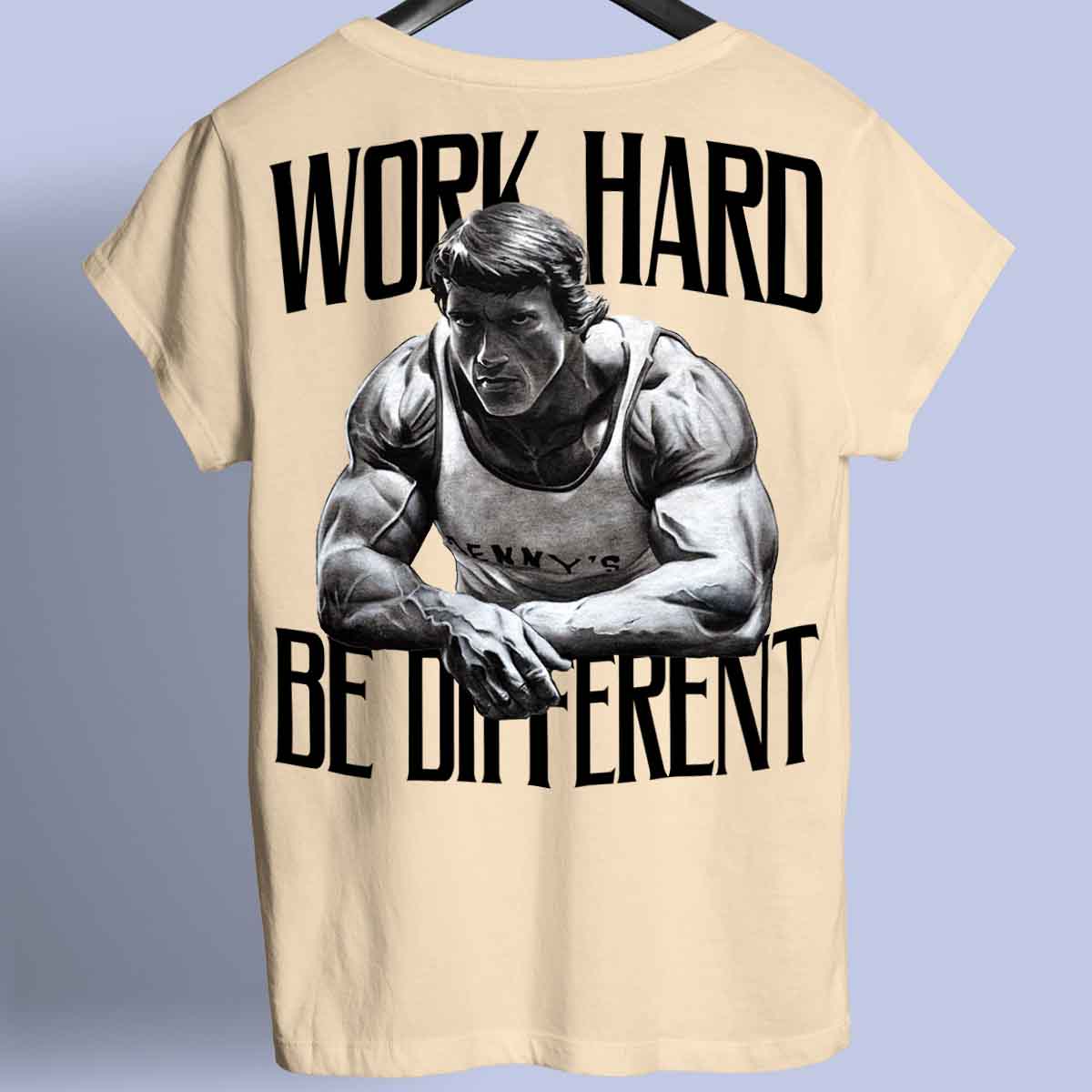 Work Hard - Premium-paita unisex-taustaprintti