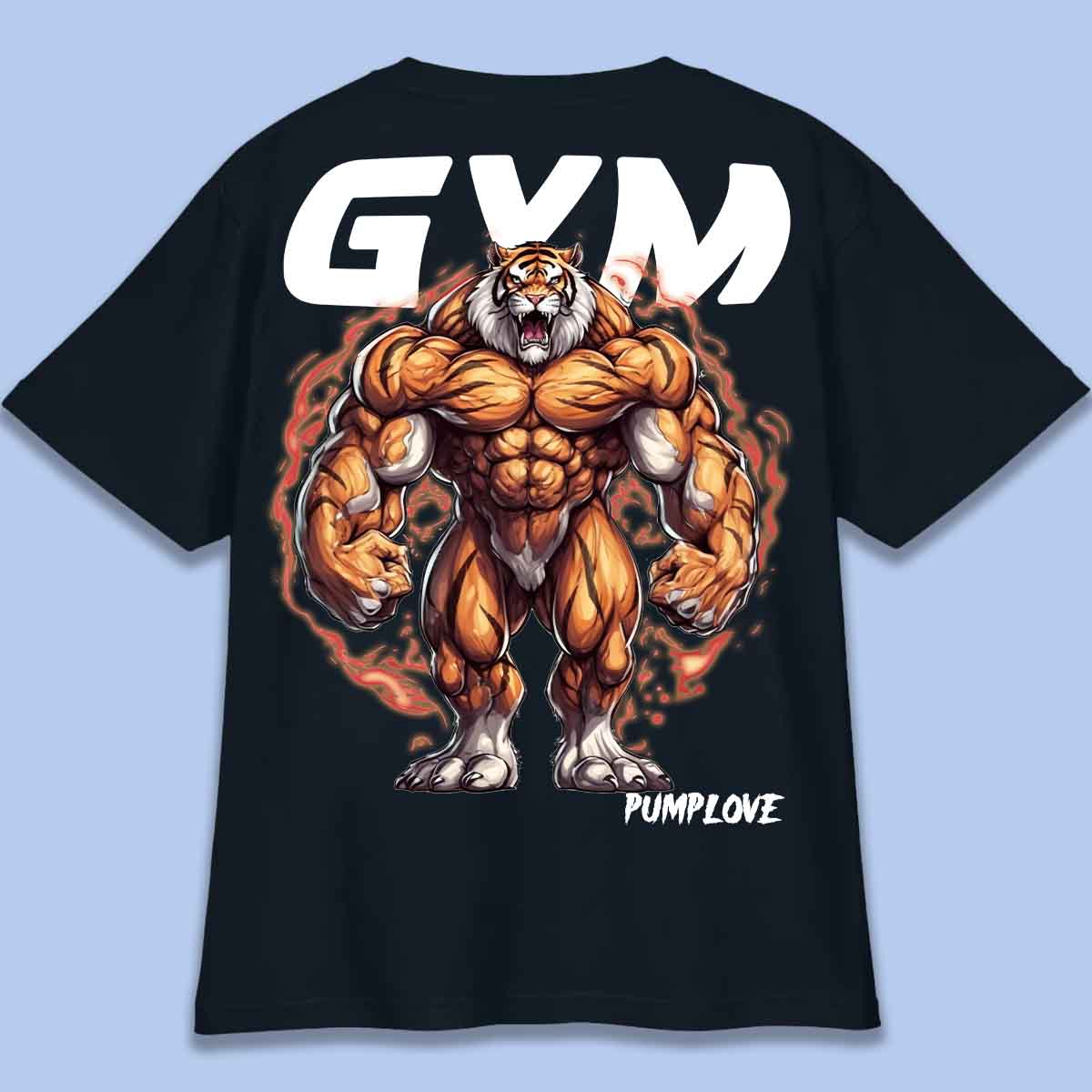 Gym Tiger - T-paita Oversize Unisex taustaprintti