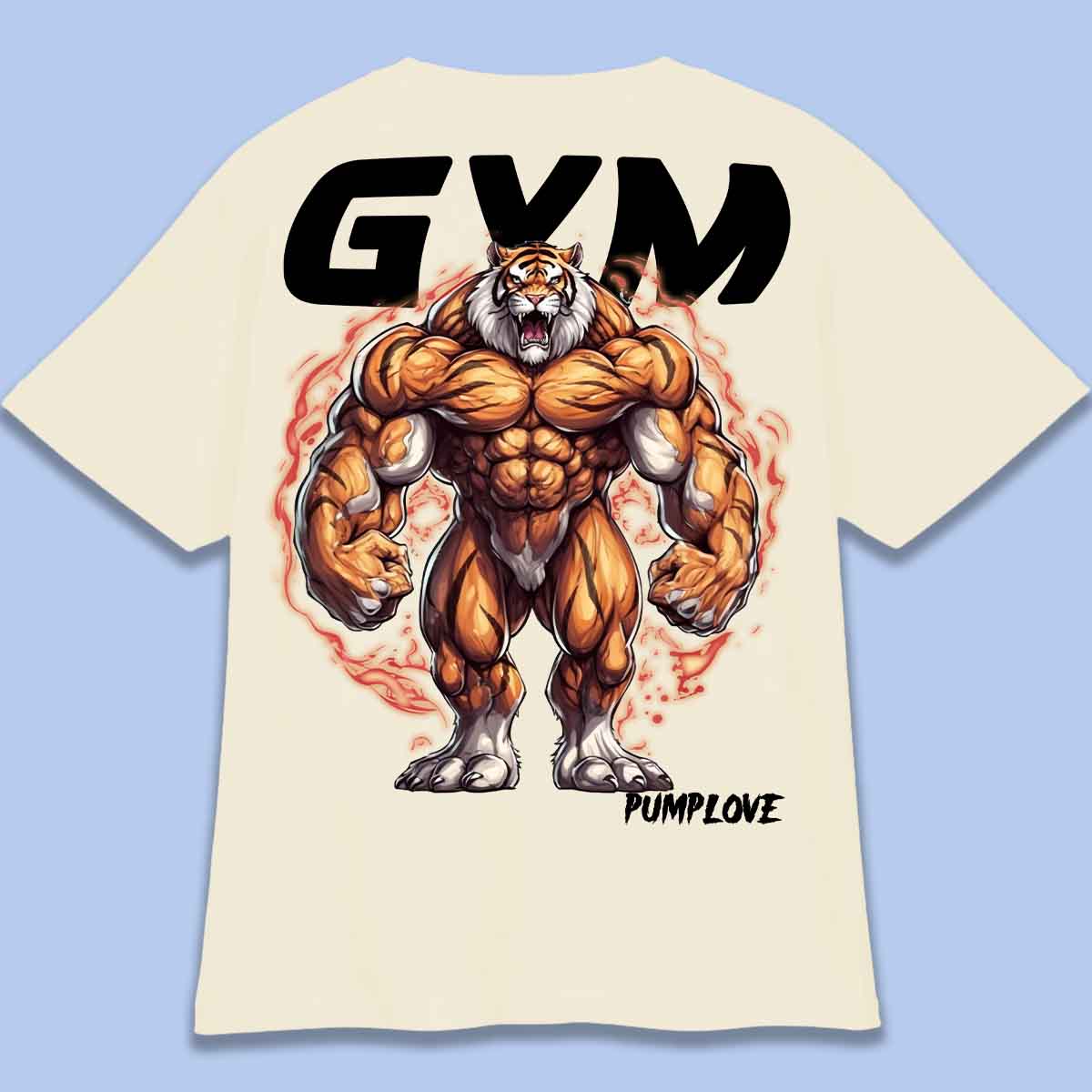 Gym Tiger - T-paita Oversize Unisex taustaprintti